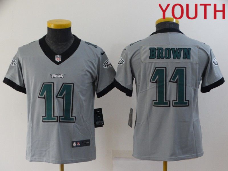 Youth Philadelphia Eagles 11 Brown Grey 2022 Nike Limited Vapor Untouchable NFL Jersey